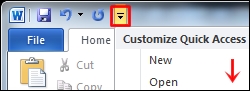 Customize Quick Access Toolbar button