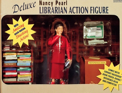 Nancy Pearl librarian action figure.