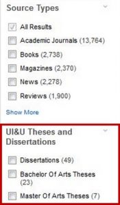 Image of UI&U Theses and Dissertations Limiter in OneSearch